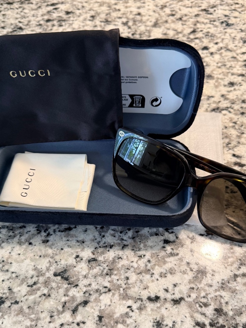 Gucci Square Large Frame Sunglasses Havana Brown